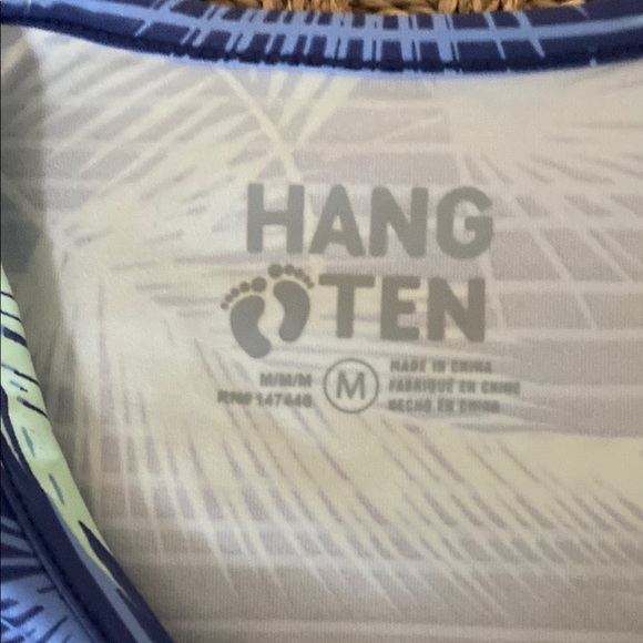 Hang Ten Blue and Green Palm Leaf Pattern Rash Guard sz Med - Picture 4 of 10